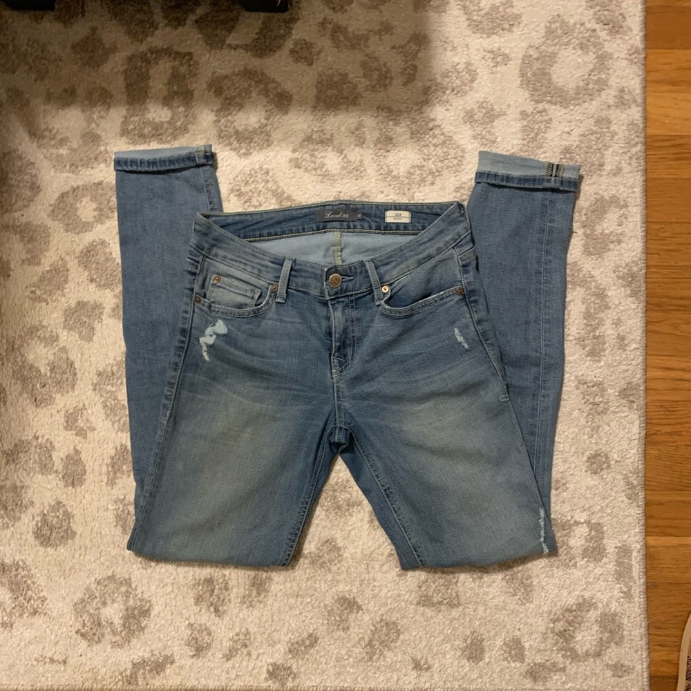 Anthropologie Level 99 Liza Skinny Distressed Light Wash Coastal Jeans SZ 27